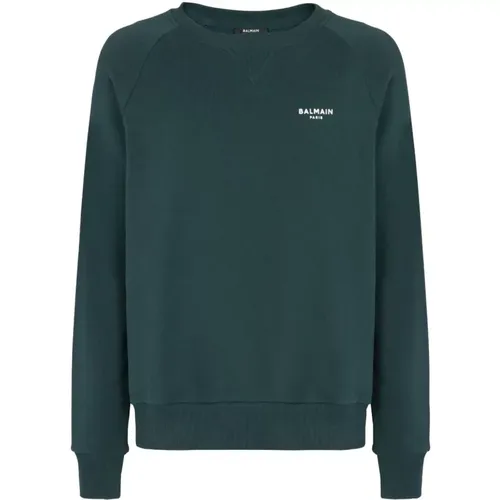 Grüner Flock Sweatshirt , Herren, Größe: 2XL - Balmain - Modalova