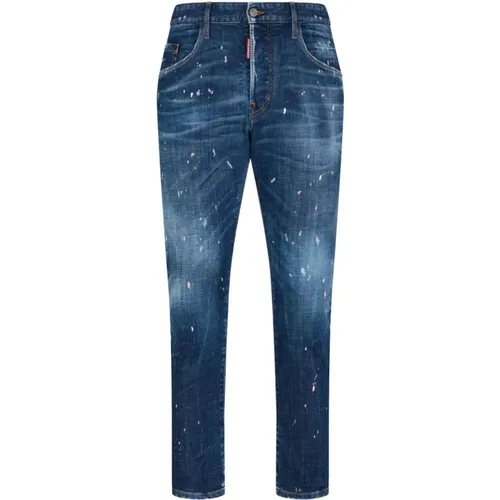 Blaue Jeans mit Farbspritzer-Detail - Dsquared2 - Modalova