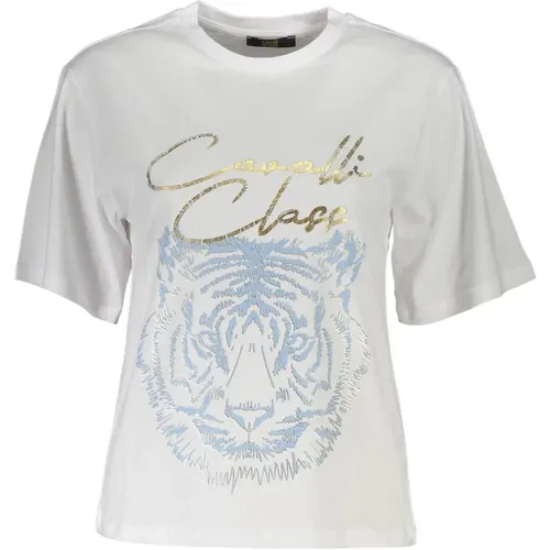 Cotton Tops & T-Shirt, Short Sleeves, Regular Fit , female, Sizes: S, M, L, XS - Cavalli Class - Modalova