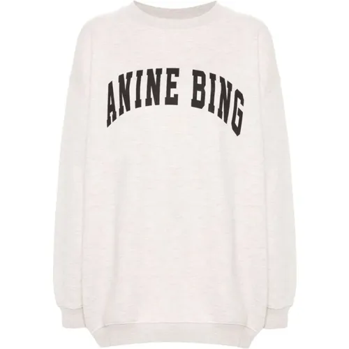 Beiger Sweatshirt mit Logo - Anine Bing - Modalova