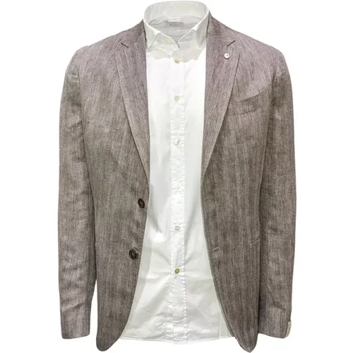 Textured Tan Unlined Americana Jacket , male, Sizes: 2XL - L.b.m. 1911 - Modalova