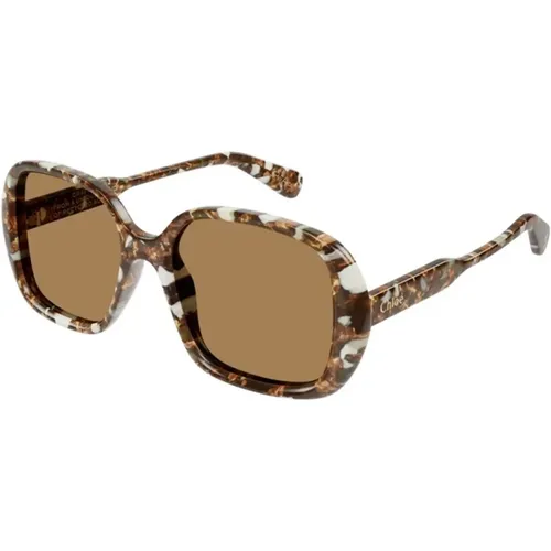 Havana Sunglasses , unisex, Sizes: 55 MM - Chloé - Modalova