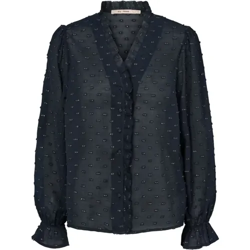 Feminine Shirt with Ruffles Dark , female, Sizes: M, XS, S, L, 2XL, XL - RUE de Femme - Modalova