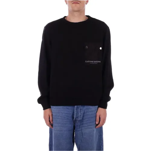 Schwarzer Logo Fronttaschen Pullover , Herren, Größe: L - Costume National - Modalova