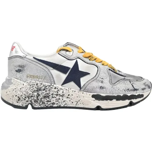 White Cement and Navy Star Sneakers , male, Sizes: 9 UK - Golden Goose - Modalova