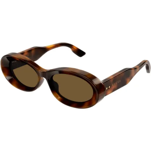 Ovale Sonnenbrille in Havana Tortoise - Gucci - Modalova