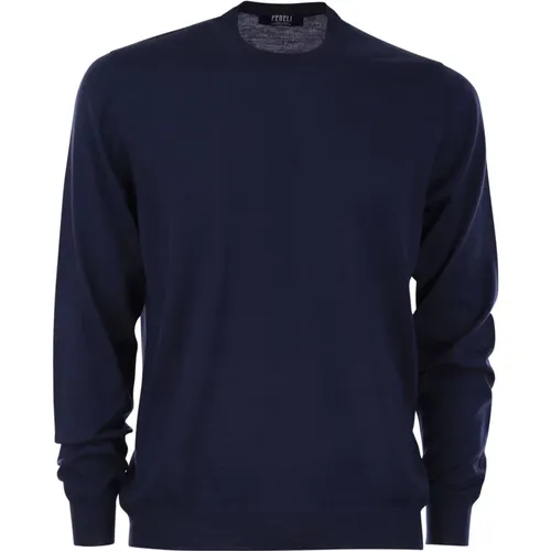 Crew Neck Sweater In Superfine Virgin Wool , male, Sizes: 2XL, XL, 3XL - Fedeli - Modalova