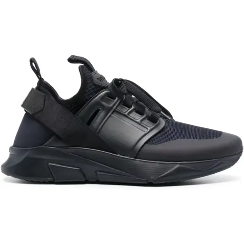 Jago Leather Neoprene Sneakers Navy , male, Sizes: 11 UK, 6 UK, 9 UK, 8 UK, 9 1/2 UK, 10 UK, 7 UK - Tom Ford - Modalova