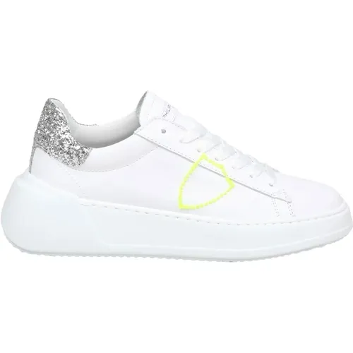 Weiße Tres Temple Low Top Sneakers , Damen, Größe: 35 EU - Philippe Model - Modalova