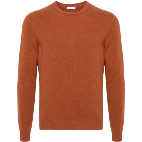 Knit Cashmere Sweater Orange Melange , male, Sizes: M - Malo - Modalova