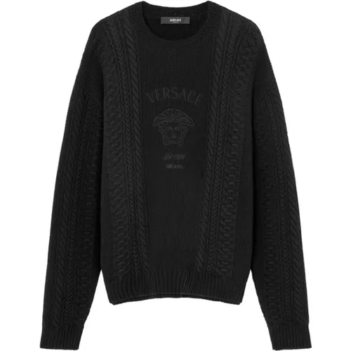 Medusa Embroidered Sweater , male, Sizes: M, L - Versace - Modalova