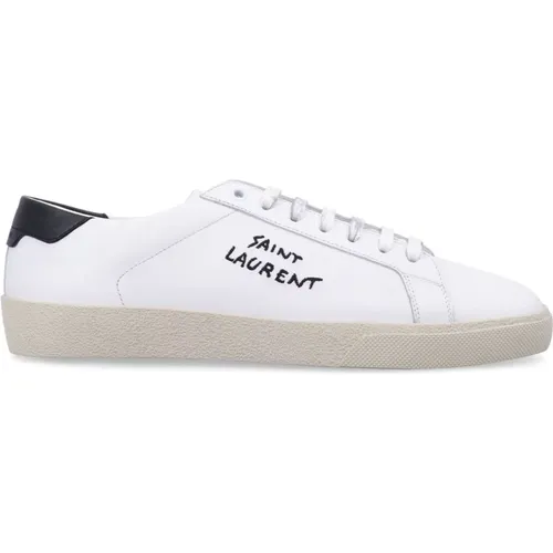 Weiße Schwarze Sneakers Runde Spitze Schnürung , Herren, Größe: 45 EU - Saint Laurent - Modalova