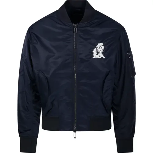 Marineblaue Blousonjacke , Herren, Größe: S - Emporio Armani - Modalova