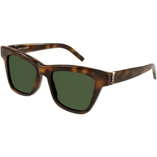 Havana Grüne Acetat Sonnenbrille , unisex, Größe: 52 MM - Saint Laurent - Modalova
