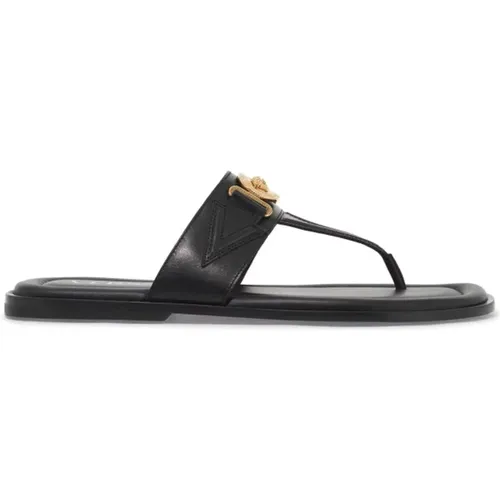 Golden Medusa Biggie Leather Flip Flops , male, Sizes: 10 UK, 7 UK, 6 UK - Versace - Modalova