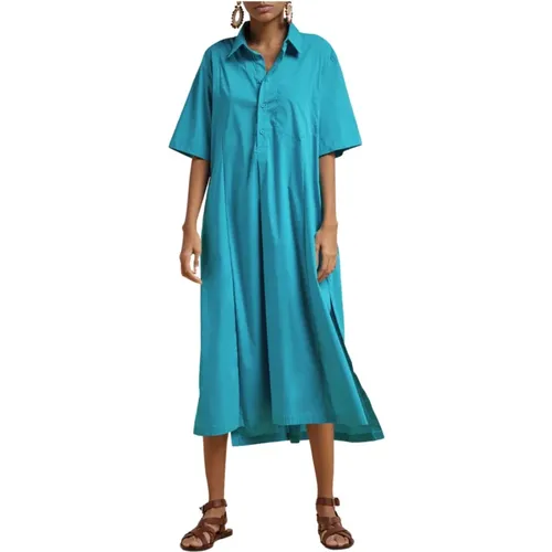 Maxi Polo Kleid mit Seitenschlitzen , Damen, Größe: XL - Liviana Conti - Modalova