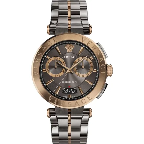 Chronograph Stahlarmband Grau Bronze Uhr - Versace - Modalova