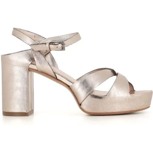 Grey Leather Sandal with Buckle Closure , female, Sizes: 5 UK, 7 UK - DEL Carlo - Modalova