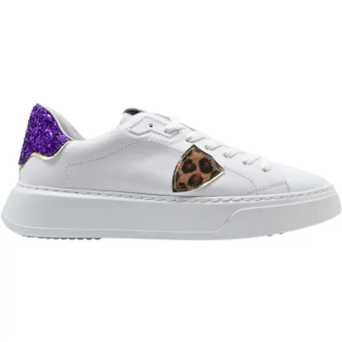 Glitter and Purple Sneakers , male, Sizes: 7 UK, 6 UK, 3 UK, 2 UK - Philippe Model - Modalova