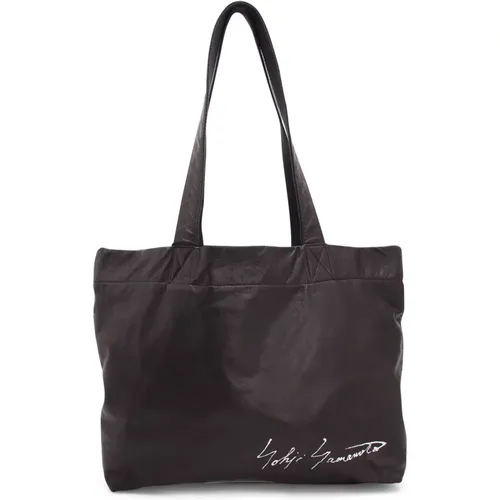 Leather Shopping Bag with Contrasting Logo , female, Sizes: ONE SIZE - Yohji Yamamoto - Modalova