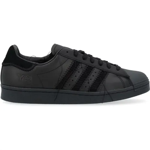 Schwarzer Ledersneaker Superstar mit ausgefransten Details , Herren, Größe: 39 EU - Y-3 - Modalova