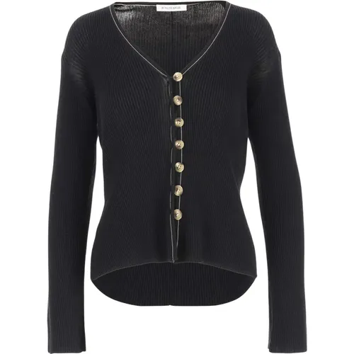 Baumwollmischung V-Ausschnitt Cardigan Schwarz , Damen, Größe: S - By Malene Birger - Modalova