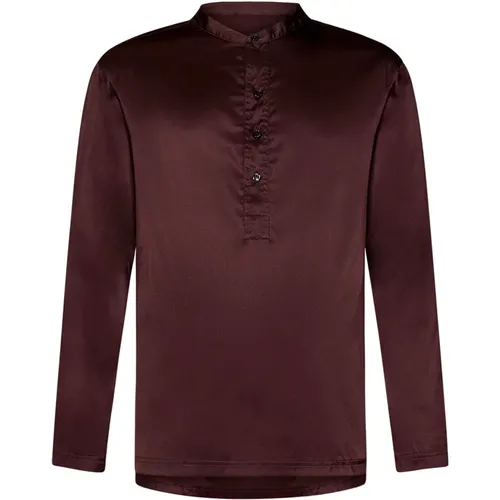 Luxury Silk Henley Shirt , male, Sizes: L/XL, L, XL - Tom Ford - Modalova