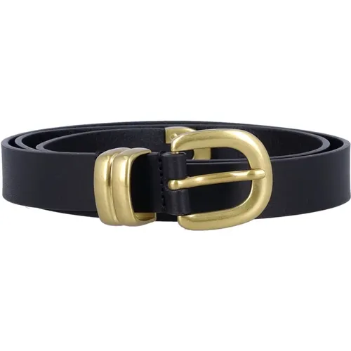 Gold Leather Belt Chic Accessory , female, Sizes: ONE SIZE - By Malene Birger - Modalova