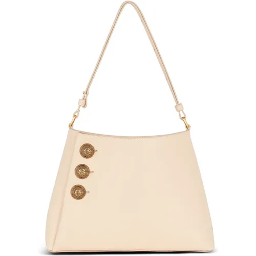 Emblem handbag in grained leather , female, Sizes: ONE SIZE - Balmain - Modalova
