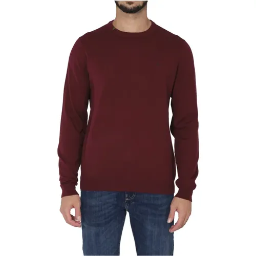 Men Bordeaux Round Solid Sweater , male, Sizes: M, L, 2XL, XL - Sun68 - Modalova