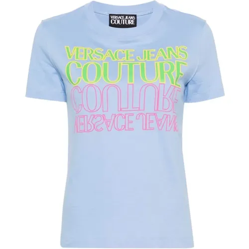 Logo-print cotton T-shirt , female, Sizes: XS - Versace Jeans Couture - Modalova