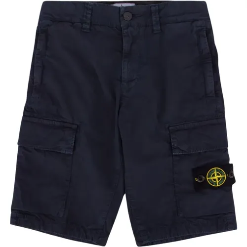 Blaue Cargo-Shorts Kinder Dunkel - Stone Island - Modalova