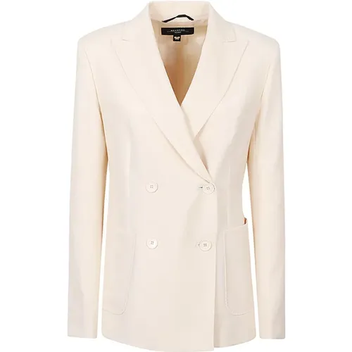 Soft Double-Breasted Ivory Wool Jacket , female, Sizes: XL, L - Max Mara Weekend - Modalova