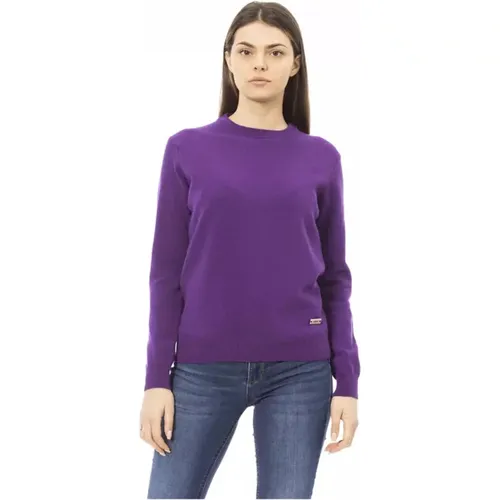 Stilvoller Lila Woll-Crewneck-Sweater , Damen, Größe: M - Baldinini - Modalova