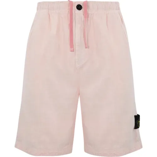 Rosa Leinen Bermuda Shorts - Stone Island - Modalova