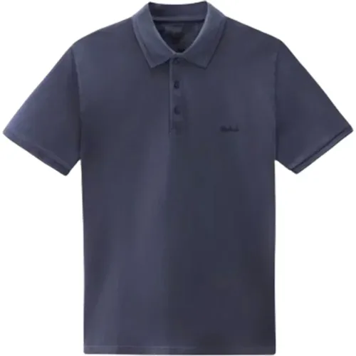 Blaues Poloshirt , Herren, Größe: M - Woolrich - Modalova