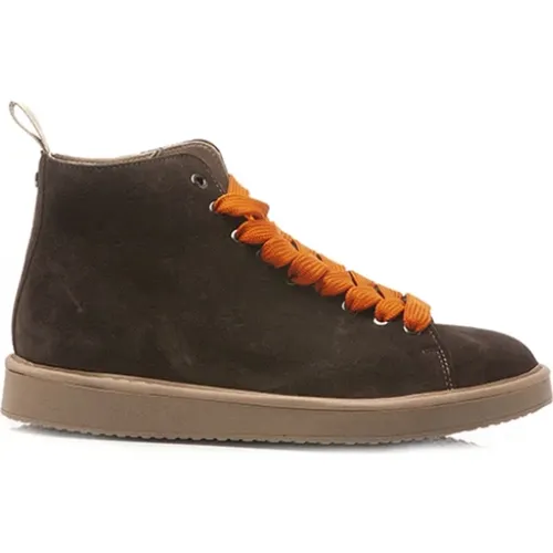 Men's Suede Sneakers - with Orange Laces , male, Sizes: 9 UK, 6 UK, 8 UK - Panchic - Modalova