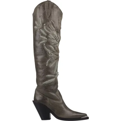 Crocodile Print Texan Boots , female, Sizes: 5 UK, 4 UK, 7 UK, 6 UK - Ermanno Scervino - Modalova