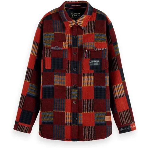 Stylish Patchwork Check Jacket , female, Sizes: M - Scotch & Soda - Modalova