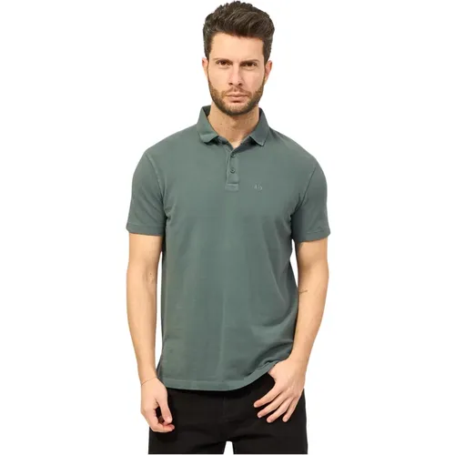 Grünes Baumwoll-Poloshirt , Herren, Größe: S - Armani Exchange - Modalova