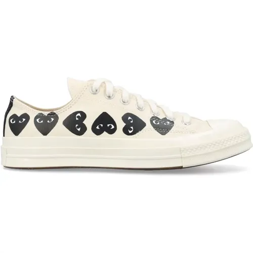 Heart Print Low Top Sneakers , female, Sizes: 5 1/2 UK - Comme des Garçons Play - Modalova