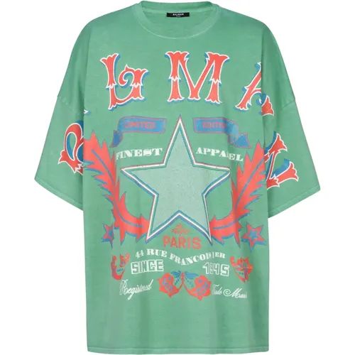 Western T-Shirt , Herren, Größe: L - Balmain - Modalova