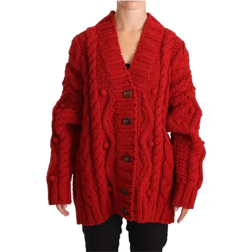 Roter Texturierter Wollcardigan - Dolce & Gabbana - Modalova