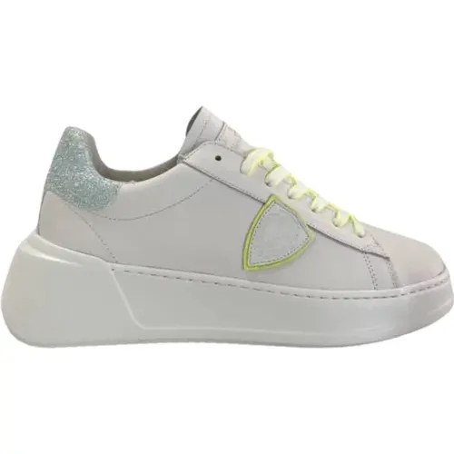 White Yellow Glitter Sneakers , female, Sizes: 5 UK, 2 UK, 7 UK, 8 UK, 4 UK - Philippe Model - Modalova