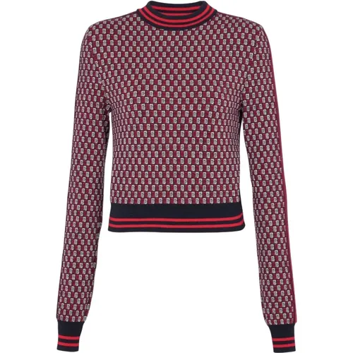 Cropped monogrammed knit jumper , female, Sizes: M, XS, L, S - Balmain - Modalova