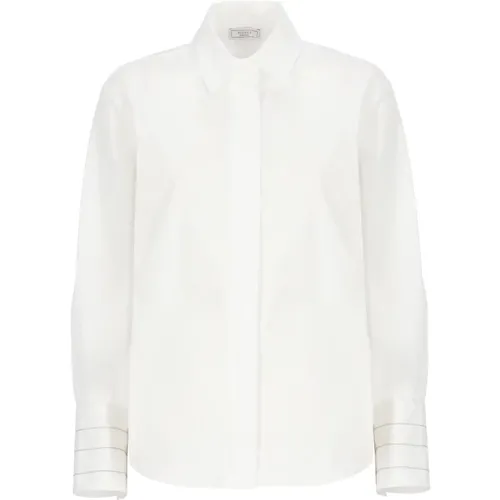 Ivory Cotton Shirt with Collar , female, Sizes: L - PESERICO - Modalova