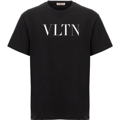 Schwarzes VLTN-Print Crew Neck T-Shirt , Herren, Größe: 2XL - Valentino Garavani - Modalova