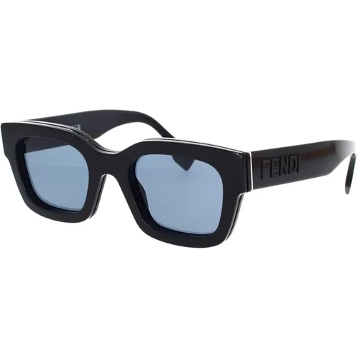 Quadratische Glamour Sonnenbrille Blaue Linse , unisex, Größe: 50 MM - Fendi - Modalova