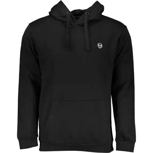 Schwarzer Baumwollkapuzenpullover mit gesticktem Logo , Herren, Größe: M - Sergio Tacchini - Modalova