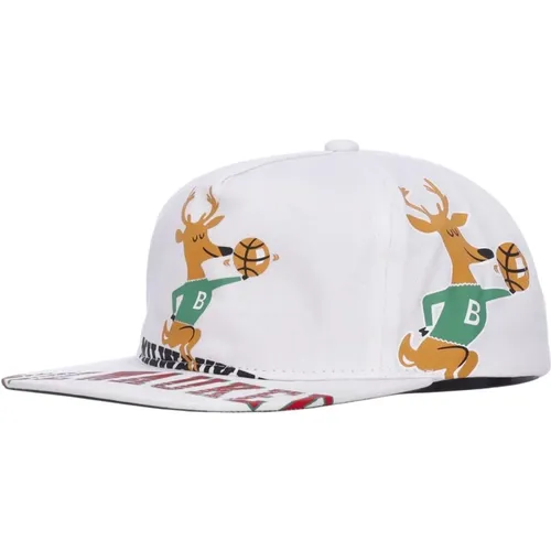 Milwaukee Bucks Flat Brim Cap , male, Sizes: ONE SIZE - Mitchell & Ness - Modalova